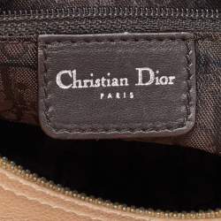 Pre Owned Dior Beige Leather Zip Shoulder Bag