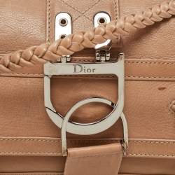 Pre Owned Dior Beige Leather Zip Shoulder Bag