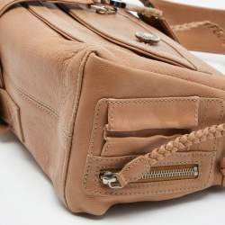 Pre Owned Dior Beige Leather Zip Shoulder Bag
