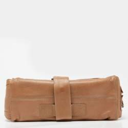 Pre Owned Dior Beige Leather Zip Shoulder Bag