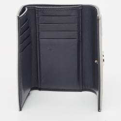 Pre Owned Dior Silver Cannage Patent Leather Diorama Trifold Wallet