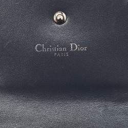 Pre Owned Dior Silver Cannage Patent Leather Diorama Trifold Wallet
