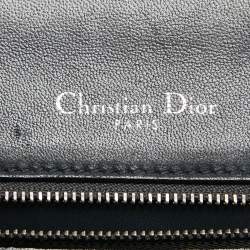 Pre Owned Dior Silver Microcannage Patent Leather Medium Diorama Flap Shoulder Bag