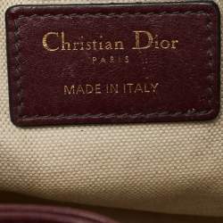 Pre Owned Dior Burgundy Oblique Canvas and Leather Drawstring Chain Bucket Bag