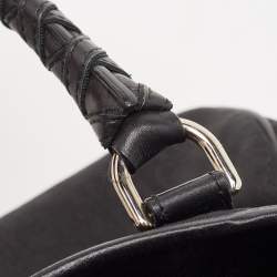 Pre Owned Dior Black Diorissimo Canvas and Leather Charming Satchel
