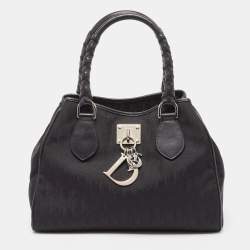 Pre Owned Dior Black Diorissimo Canvas and Leather Charming Satchel