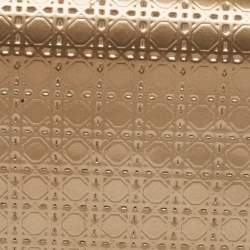 مملوكة مسبقًا Dior Gold Micro Cannage Patent Leather Mini Lady Dior Card Case