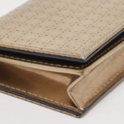 مملوكة مسبقًا Dior Gold Micro Cannage Patent Leather Mini Lady Dior Card Case