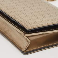 مملوكة مسبقًا Dior Gold Micro Cannage Patent Leather Mini Lady Dior Card Case