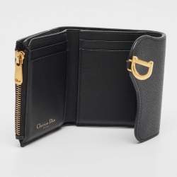 Pre Owned Dior Black Leather Saddle Card Holder