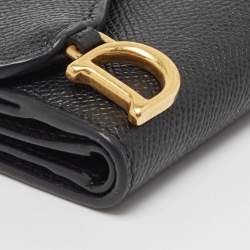 Pre Owned Dior Black Leather Saddle Card Holder