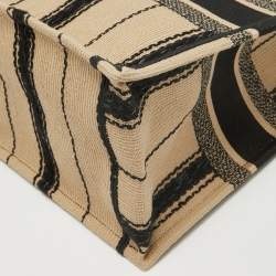 Pre Owned Dior Black/Beige Embroidered Canvas Medium Book Tote