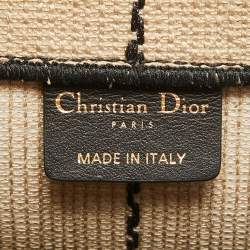 Pre Owned Dior Black/Beige Embroidered Canvas Medium Book Tote