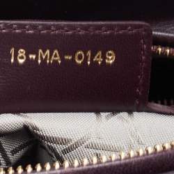 Pre Owned Dior Burgundy Cannage Leather Medium Lady Dior Tote