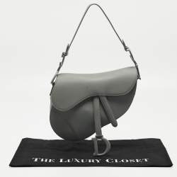 Dior Grey Ultra Matte Leather Saddle Shoulder Bag