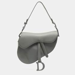 Dior Grey Ultra Matte Leather Saddle Shoulder Bag