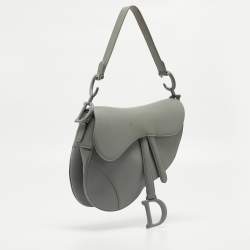 Dior Grey Ultra Matte Leather Saddle Shoulder Bag