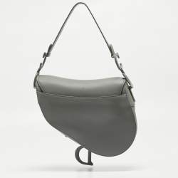 Dior Grey Ultra Matte Leather Saddle Shoulder Bag