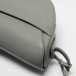 Dior Grey Ultra Matte Leather Saddle Shoulder Bag