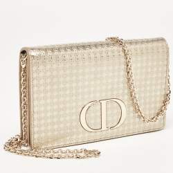 Pre Owned Dior Gold Micro Cannage Patent Leather 2in1 30 Montaigne Pouch Chain Bag
