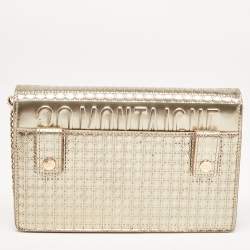 Pre Owned Dior Gold Micro Cannage Patent Leather 2in1 30 Montaigne Pouch Chain Bag