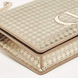 Pre Owned Dior Gold Micro Cannage Patent Leather 2in1 30 Montaigne Pouch Chain Bag