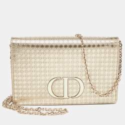 Pre Owned Dior Gold Micro Cannage Patent Leather 2in1 30 Montaigne Pouch Chain Bag