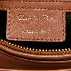 Pre Owned Dior Brown Cannage Leather Medium Lady Dior Tote