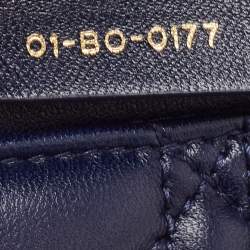 Pre Owned Dior Indigo Blue Cannage Leather Daddi Chain Pouch
