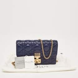 Pre Owned Dior Indigo Blue Cannage Leather Daddi Chain Pouch