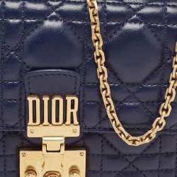 Pre Owned Dior Indigo Blue Cannage Leather Daddi Chain Pouch