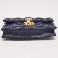 Pre Owned Dior Indigo Blue Cannage Leather Daddi Chain Pouch