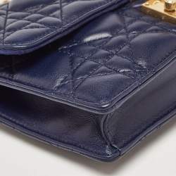 Pre Owned Dior Indigo Blue Cannage Leather Daddi Chain Pouch