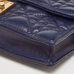 Pre Owned Dior Indigo Blue Cannage Leather Daddi Chain Pouch