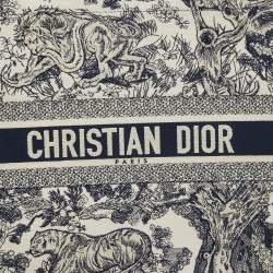Dior Navy Blue/White Toile De Jouy Embroidery Canvas Large Book Tote