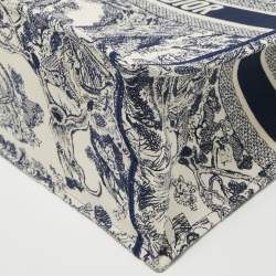 Dior Navy Blue/White Toile De Jouy Embroidery Canvas Large Book Tote
