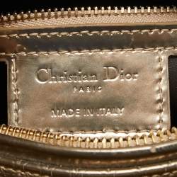 Pre Owned Dior Ombre Gold Micro Cannage Patent Leather Medium Lady Dior Tote
