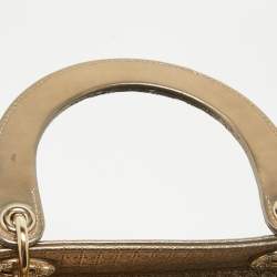 Pre Owned Dior Ombre Gold Micro Cannage Patent Leather Medium Lady Dior Tote