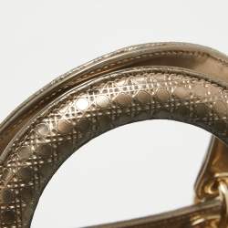 Pre Owned Dior Ombre Gold Micro Cannage Patent Leather Medium Lady Dior Tote