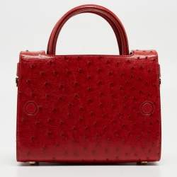Dior Red Ostrich Mini Diorever Tote