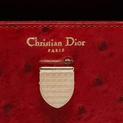 Dior Red Ostrich Mini Diorever Tote