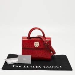 Dior Red Ostrich Mini Diorever Tote