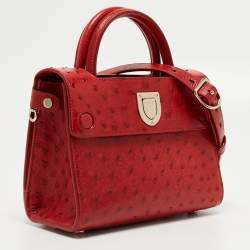 Dior Red Ostrich Mini Diorever Tote