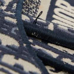 Pre Owned Dior Navy Blue/White Oblique Canvas and Leather Saddle Belt Bag