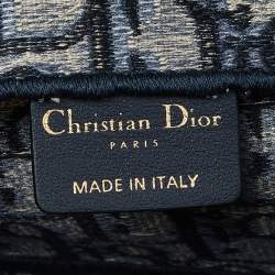 Pre Owned Dior Navy Blue/White Oblique Canvas and Leather Saddle Belt Bag