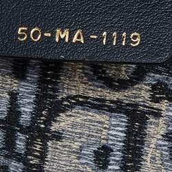 Pre Owned Dior Navy Blue/White Oblique Canvas and Leather Saddle Belt Bag