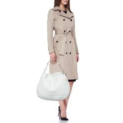 Pre Owned Dior White Cannage Leather Vingate Charm Hobo