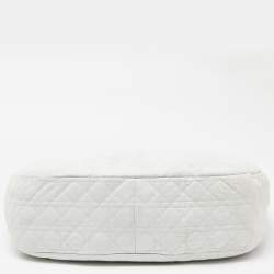 Pre Owned Dior White Cannage Leather Vingate Charm Hobo