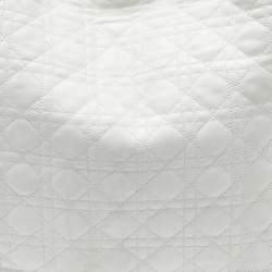 Pre Owned Dior White Cannage Leather Vingate Charm Hobo