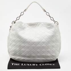 Pre Owned Dior White Cannage Leather Vingate Charm Hobo